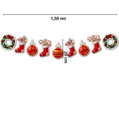 Yılbaşı Çelenk Dekoratif Banner - 1,5 mt