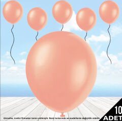 Metalik Parlak Balon, 10 Adet - Rose Gold