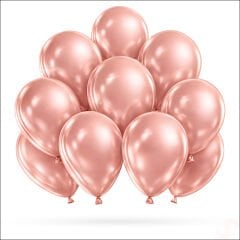 Metalik Parlak Balon, 30 cm x 10 Adet - Rose Gold
