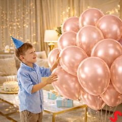 Metalik Parlak Balon, 30 cm x 10 Adet - Rose Gold