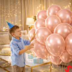 Metalik Parlak Balon, 30 cm x 10 Adet - Rose Gold