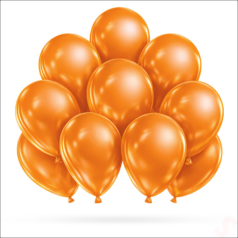 Metalik Parlak Balon, 30 cm x 10 Adet - Turuncu