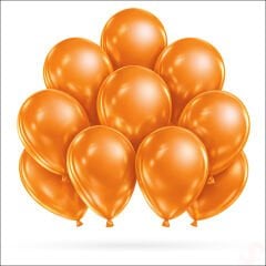 Metalik Parlak Balon, 30 cm x 10 Adet - Turuncu