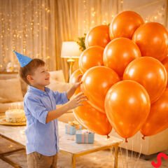 Metalik Parlak Balon, 30 cm x 10 Adet - Turuncu