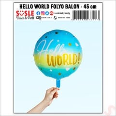 Hello World Baby Folyo Balon, 45cm - Mavi