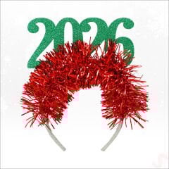 Yılbaşı 2026 Simli Taç - Yeşil
