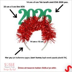 Yılbaşı 2026 Simli Taç - Yeşil