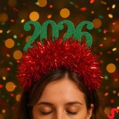 Yılbaşı 2026 Simli Taç - Yeşil