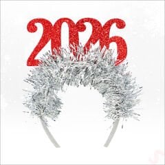 Yılbaşı 2026 Simli Taç - Kırmızı