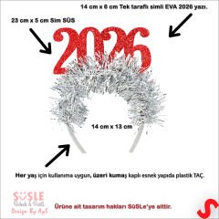 Yılbaşı 2026 Simli Taç - Kırmızı