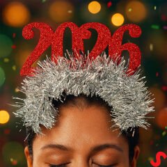 Yılbaşı 2026 Simli Taç - Kırmızı