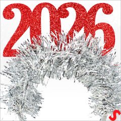 Yılbaşı 2026 Simli Taç - Kırmızı