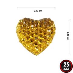 Polyester Kalp Fiyonk, 1,3 cm - 25 Adet - ALTIN
