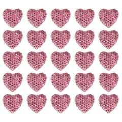 Polyester Kalp Fiyonk, 1,3 cm - 25 Adet - PEMBE