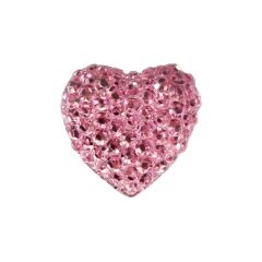 Polyester Kalp Fiyonk, 1,3 cm - 25 Adet - PEMBE