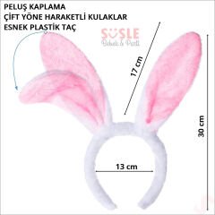 Tavşan Kulağı Pelüş Taç - Pembe