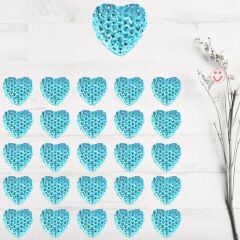 Polyester Kalp Fiyonk, 1,3 cm - 25 Adet - MAVİ
