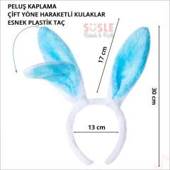 Tavşan Kulağı Pelüş Taç - Mavi