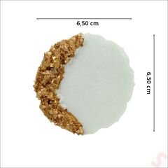 Epoksi Taşlı 6,50 cm Magnet, Altın - 10 Adet