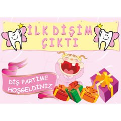 Dişim Çıktı Afiş, 70cm x 50cm - Pembe