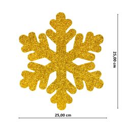 Yılbaşı Kar Tanesi Dekor Strafor Süs, 25 cm - Altın