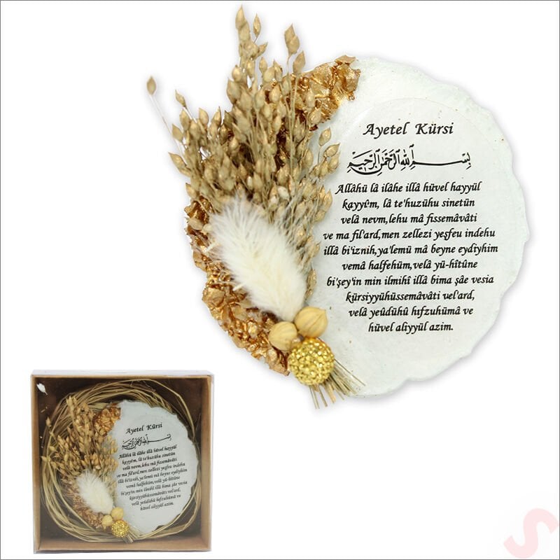 Kutulu ve SüSLü 6,50 cm Epoksi Taşlı Magnet, Altın - 1 Adet