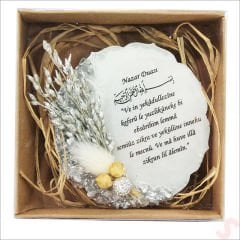 Kutulu ve SüSLü 6,50 cm Epoksi Taşlı Magnet, Gümüş - 1 Adet