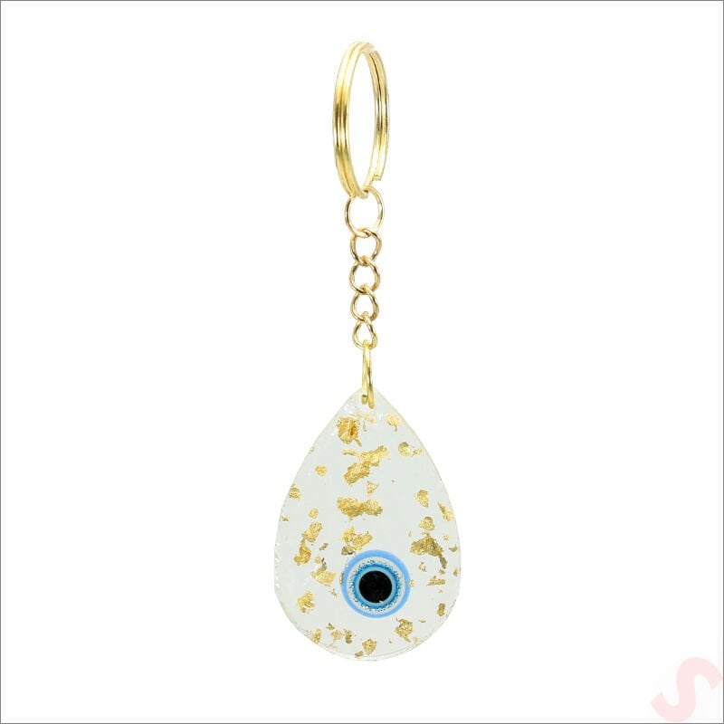 Epoksi Nazarlı Anahtarlık, Altın - 1 Adet