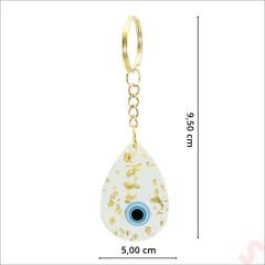 Epoksi Nazarlı Anahtarlık, Altın - 1 Adet