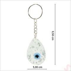 Epoksi Nazarlı Anahtarlık, Gümüş - 1 Adet