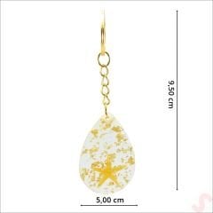 Epoksi Yıldızlı Anahtarlık, Altın - 10 Adet