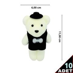 Minik Ayıcık SüS, 11cm x 6cm - Siyah - 10 Adet
