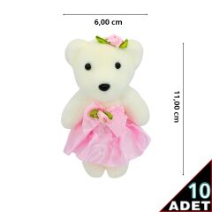 Minik Ayıcık Süs, 11cm x 6cm - Pembe - 10 Adet