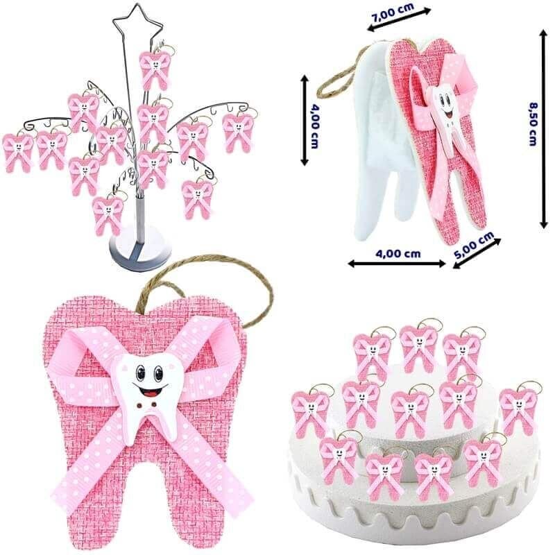 Diş Figürlü Çanta - Pembe - 12 Adet