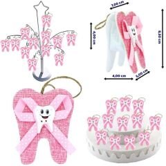 Diş Figürlü Çanta - Pembe - 12 Adet