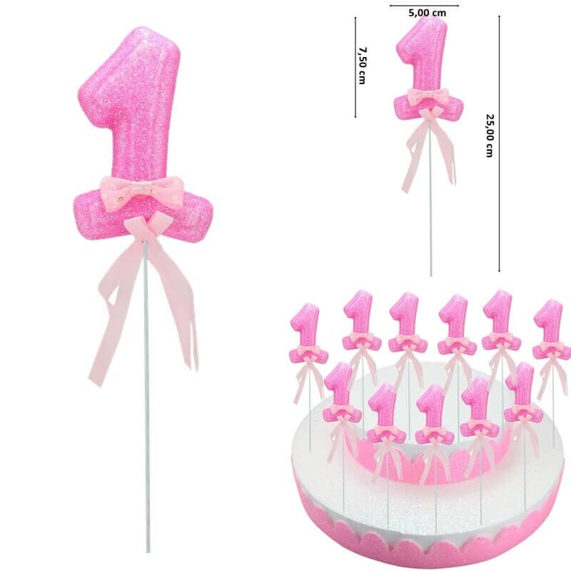 1 Yaş Simli Çubuk Süs, Pembe, 30 Adet