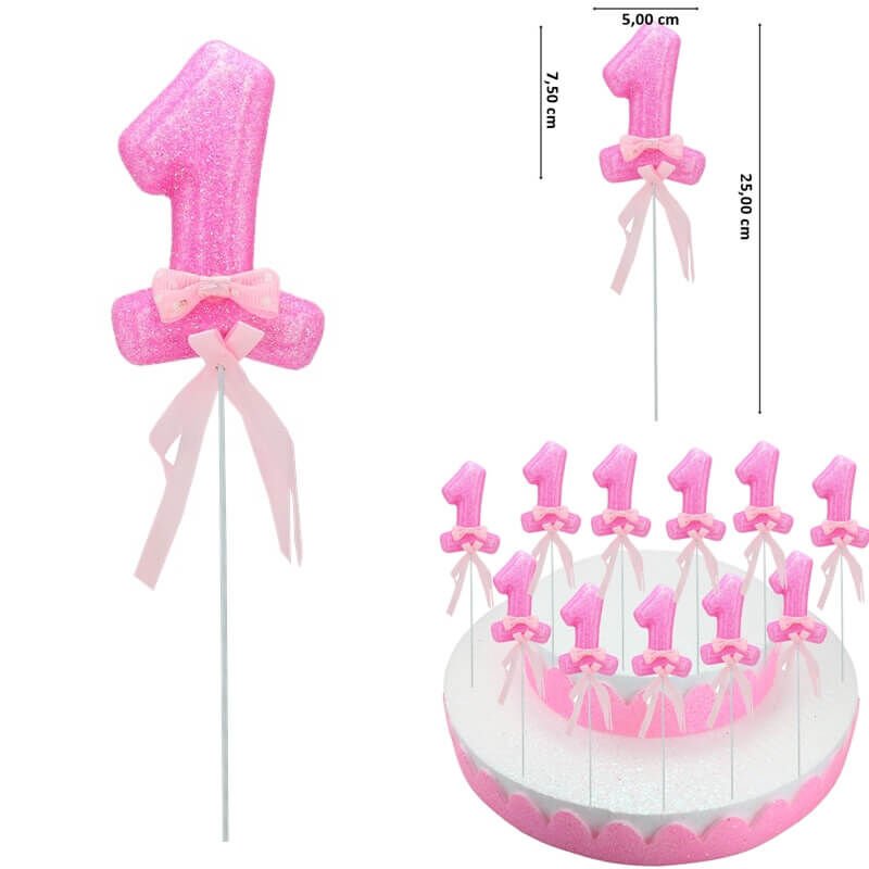 1 Yaş Simli Çubuk Süs, Pembe, 30 Adet