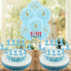 1 Yaş Simli Çubuk Süs, Mavi, 30 Adet
