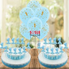 1 Yaş Simli Çubuk Süs, Mavi, 30 Adet