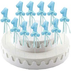 1 Yaş Simli Çubuk Süs, Mavi, 30 Adet