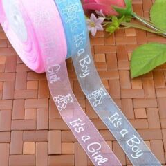 Organze Kurdele, Boy / Girl - 1,0 cm x 23 mt - Renk Seçenekli -