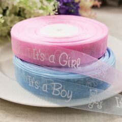 Organze Kurdele, Boy / Girl - 1,0 cm x 23 mt - Renk Seçenekli - MAVİ