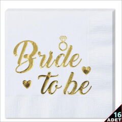 Bride To Be Peçete, 16 Adet - Altın