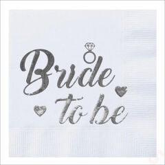 Bride To Be Peçete, 16 Adet - Gümüş