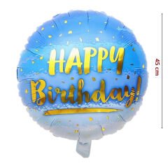 Happy Birthday Folyo Balon, 45cm - Mavi