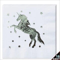 Unicorn Peçete, 16 Adet - Gümüş
