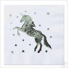 Unicorn Peçete, 16 Adet - Gümüş