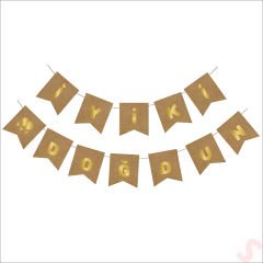 İyiki Doğdun Kraft Karton Yazı, Altın Baskılı