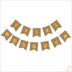 İyiki Doğdun Kraft Karton Yazı, Altın Baskılı