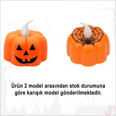 Halloween Bal Kabağı Led MuM, 5cm x 3 Adet